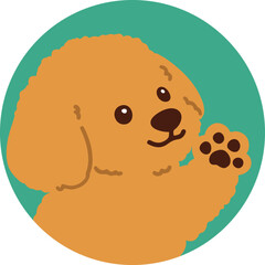Simple and cute circle icon illustration of Toy Poodle waving