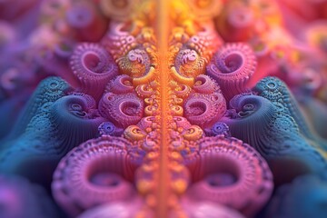 Obraz premium Lebendige organische Strukturen in leuchtenden Farben, abstrakte Kunst