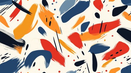 Naklejka premium Abstract Seamless Background with Vibrant Brush Strokes in Red, Blue, and Orange for Modern Design Projects