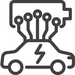 Simple vector EV car chatoutline icon on white background