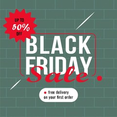 Black Friday Sale Banner with 50% Discount. This Week Only. Exclusive Offer. Shop Now