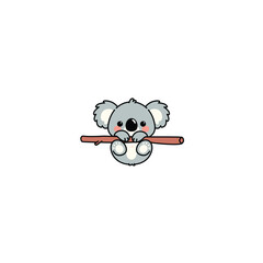 Cute koala hanging on a branch cartoon, vector illustration © Totostarkk9456