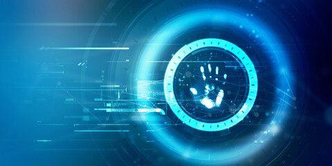 2d Illustration Fingerprint Scanning Technology Concept 
