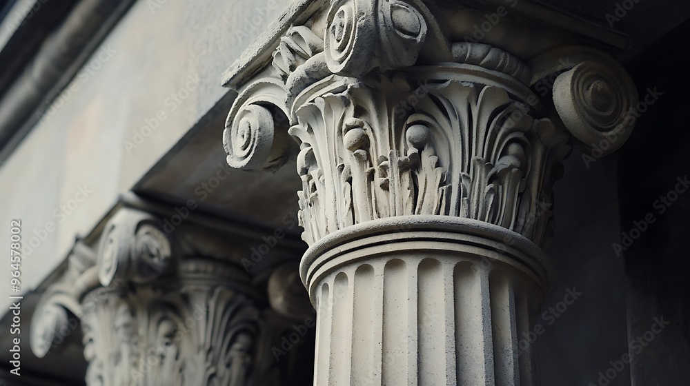 Poster close-up of a classical column with intricate carvings