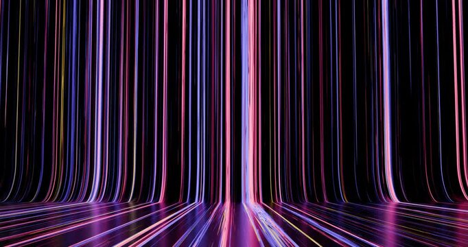 Abstract background with colorful neon lines moving vertically