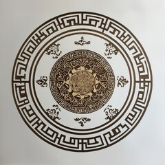 Ornate Greek Key Pattern with Floral Details