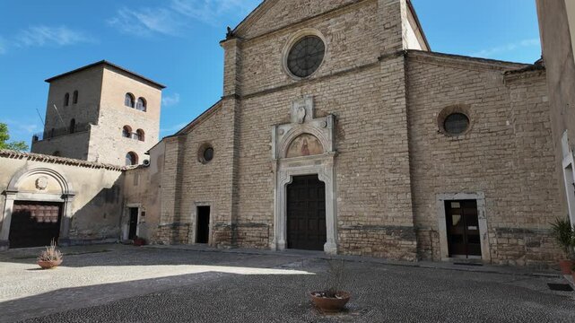 The marvelous Farfa Abbey on a sunny summer morning, in the Province of Rieti, Lazio, Italy.