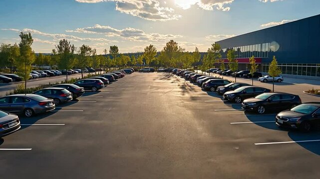 There is a sizable car park close to the shopping complex.