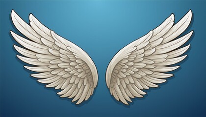Obraz premium Angel wings isolated on blue background, illustration,
