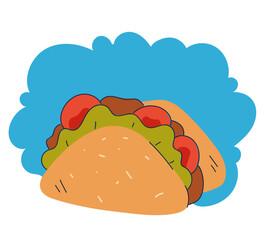 Fast food street food line art simple style isolated concept 