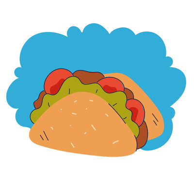 recommend clip art: Fast food street food line art simple style isolated concept 