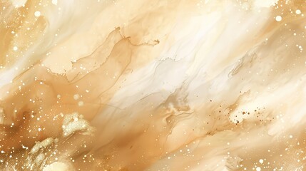 A magnificent texture of a golden watercolor forms a captivating background. The golden hue shimmers and glows, creating a luxurious and warm feel. The texture is rich and unique, with the watercolor 