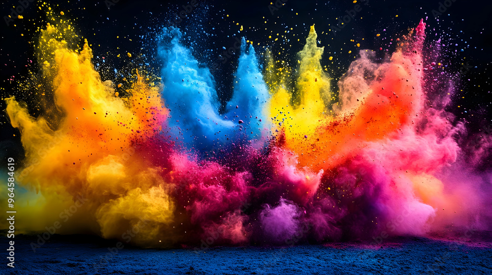 Aufkleber a vibrant explosion of colored dust creating a dynamic and artistic visual effect.