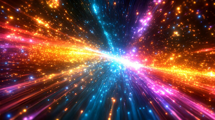 A vibrant explosion of light and color, creating a dynamic visual effect.