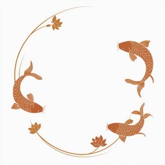 Fototapeta premium Chinese Lanterns and Fish Illustration