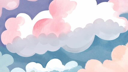 A seamless vector illustration of pink clouds in a blue sky, perfect for a summer wallpaper design