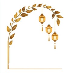 Naklejka premium Elegant Gold Floral Frame with Circle Design