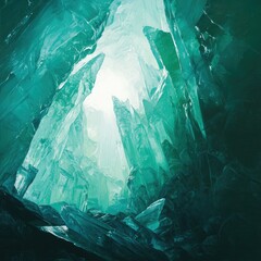 Obraz premium The ethereal glow of the Crystal Ice Cave interior, with sunlight shining through the crystalline ice