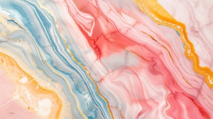 A captivating texture of marble forms a colorful background. The marble shows unique patterns and swirls, with a variety of colors blending together. This background has a rich and luxurious feel, wit