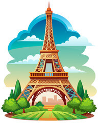 Obraz premium eiffel tower vector art, eiffel tower illustration, graphics eiffel tower icon