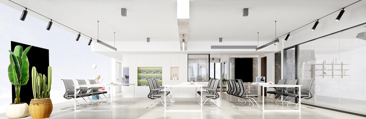 3d render working space office interior