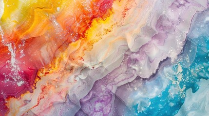 A captivating texture of marble forms a colorful background. The marble shows unique patterns and swirls, with a variety of colors blending together. This background has a rich and luxurious feel, wit