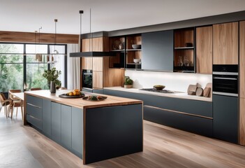 innovative kitchen layout emphasizing safety features smart design ergonomic elements enhanced functionality user experience, appliances, arrangement, ambiance