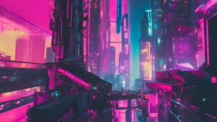 Neon-lit skyscrapers pierce the night sky in a bustling Chinese metropolis