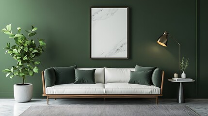 Modern Living Room with Green Accents
