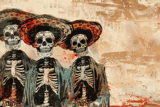 Dia de los muertos calaveras art - day of the dead celebration artwork for cultural events and decor. AI
