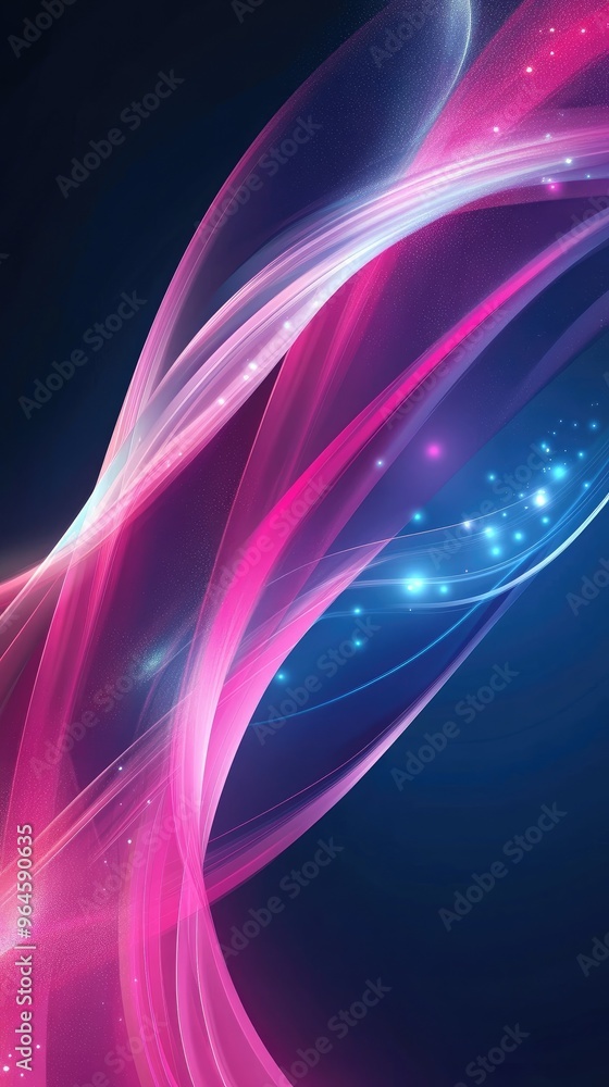 Poster a vibrant and dynamic abstract background with flowing pink and blue waves, perfect for creating sty