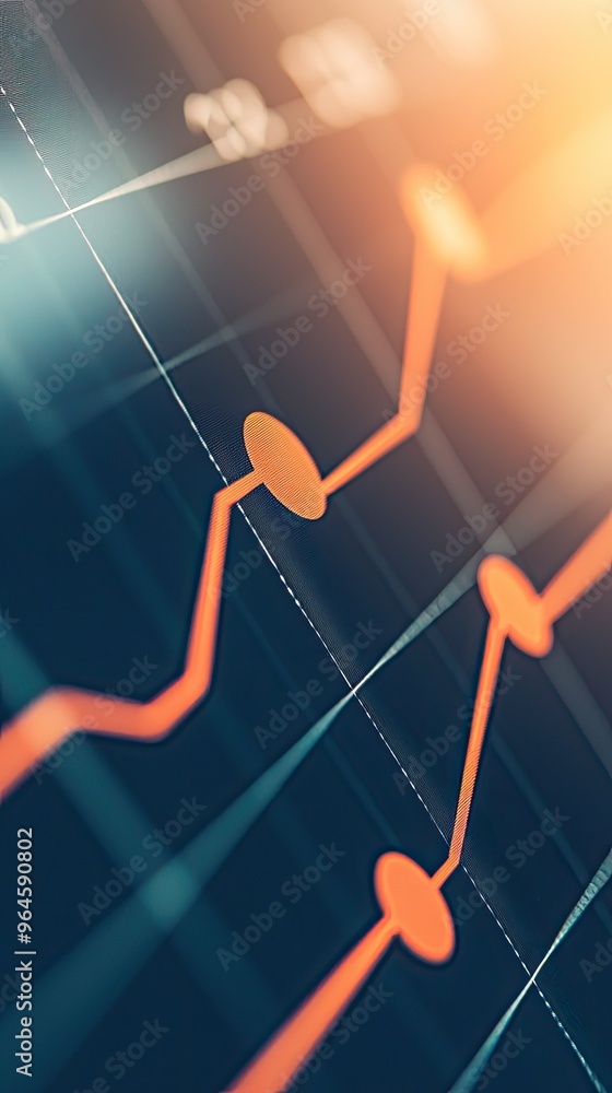 Poster abstract graph showing upward trend with vibrant colors, representing financial growth and data anal