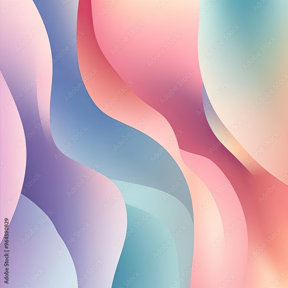 Aufkleber abstract waves blend soft pastel colors, creating a serene and calming visual effect, perfect for mo