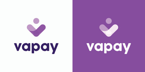 Vector logo design of initial letter V shape of person with modern, simple, clean and abstract style. Icon for business, sports, health and personal branding.