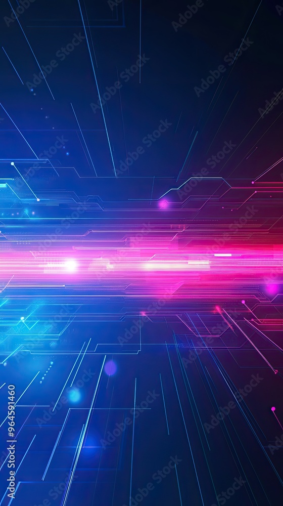 Poster vibrant abstract background with glowing lines and lights, perfect for technology and digital concep
