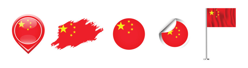 Collection of various China flags.