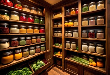 colorful pantry shelves brimming fresh essential ingredients cooking meal preparation, produce, groceries, fruits, vegetables, storage, organization, food