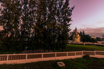 Background of the religious tourist attraction Wat Phra Si Rattana Mahathat Woramahawihan, there is...
