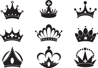 Crown Modern Black Silhouette Design Elements