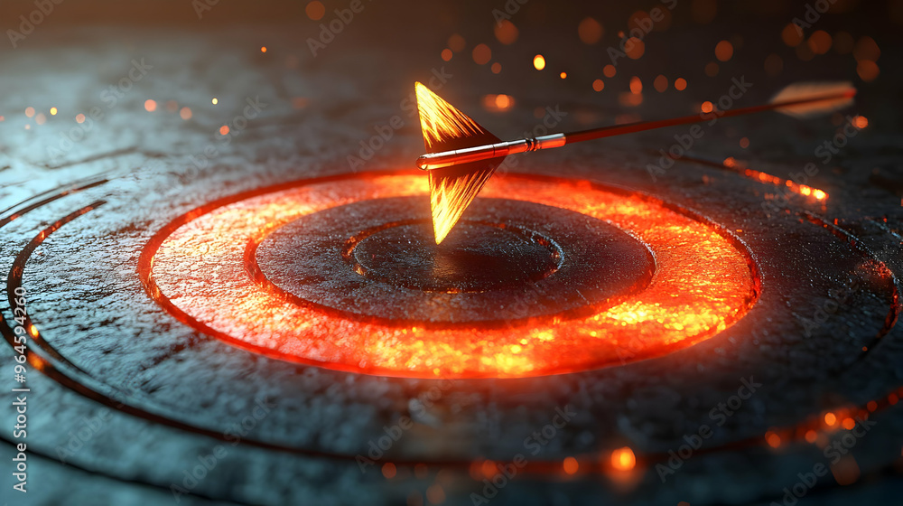 Poster an arrow embedded in a glowing target, symbolizing precision and focus.