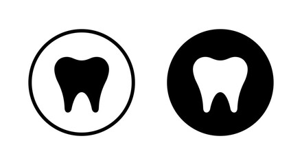Tooth icon on black circle. Medical molars, dentist concept