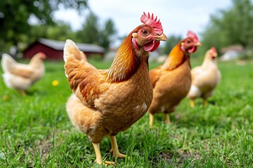 Fototapeta premium Poultry farm, hormone-free poultry, pure and natural offers chicken raised without hormones, ensuring clean and natural meat