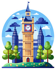 london clock tower vector art, london clock tower illustration, graphics london clock tower icon