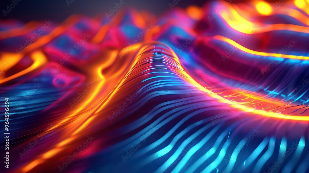 Poster abstract colorful textured background of wavy lines with a blurred effect.