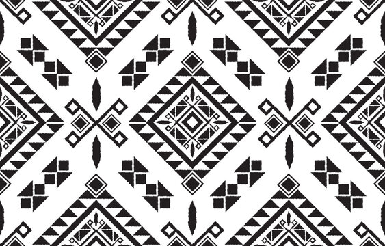 Aztec geometric ethnic black and white seamless pattern. Vector illustration design for decorative works, fabric, textile, printing, background, carpet, wallpaper, clothing, wrapping, Batik