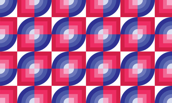 Geometry minimalistic seamless pattern with simple shape design.  Abstract vector pattern design in modern retro style for background, branding package, fabric print, wallpaper, web banner, business 