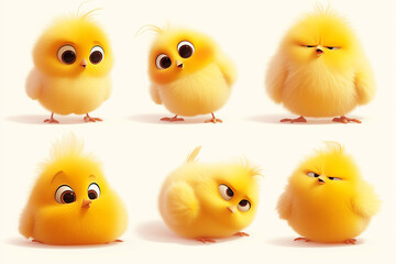 Fototapeta premium Cute Fluffy Cartoon Chicken