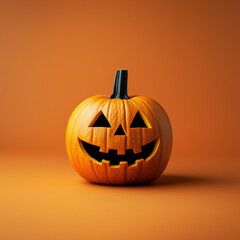 Halloween bright orange background with pumpkin