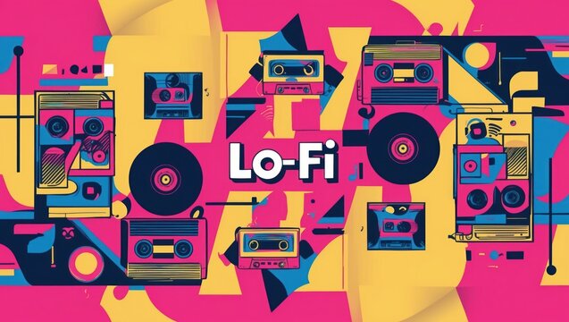 Wallpaper abstract chaos in pop art style, lo fi music background