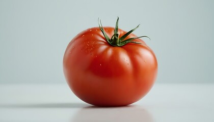 Fresh tomato isolated on white background,Fresh red tomato with water droplets on white background, showcasing its vibrant color and texture. Perfect for culinary presentations or healthy recipes,5737